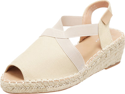 Jove Beige Open-toe Espadrille Wedge