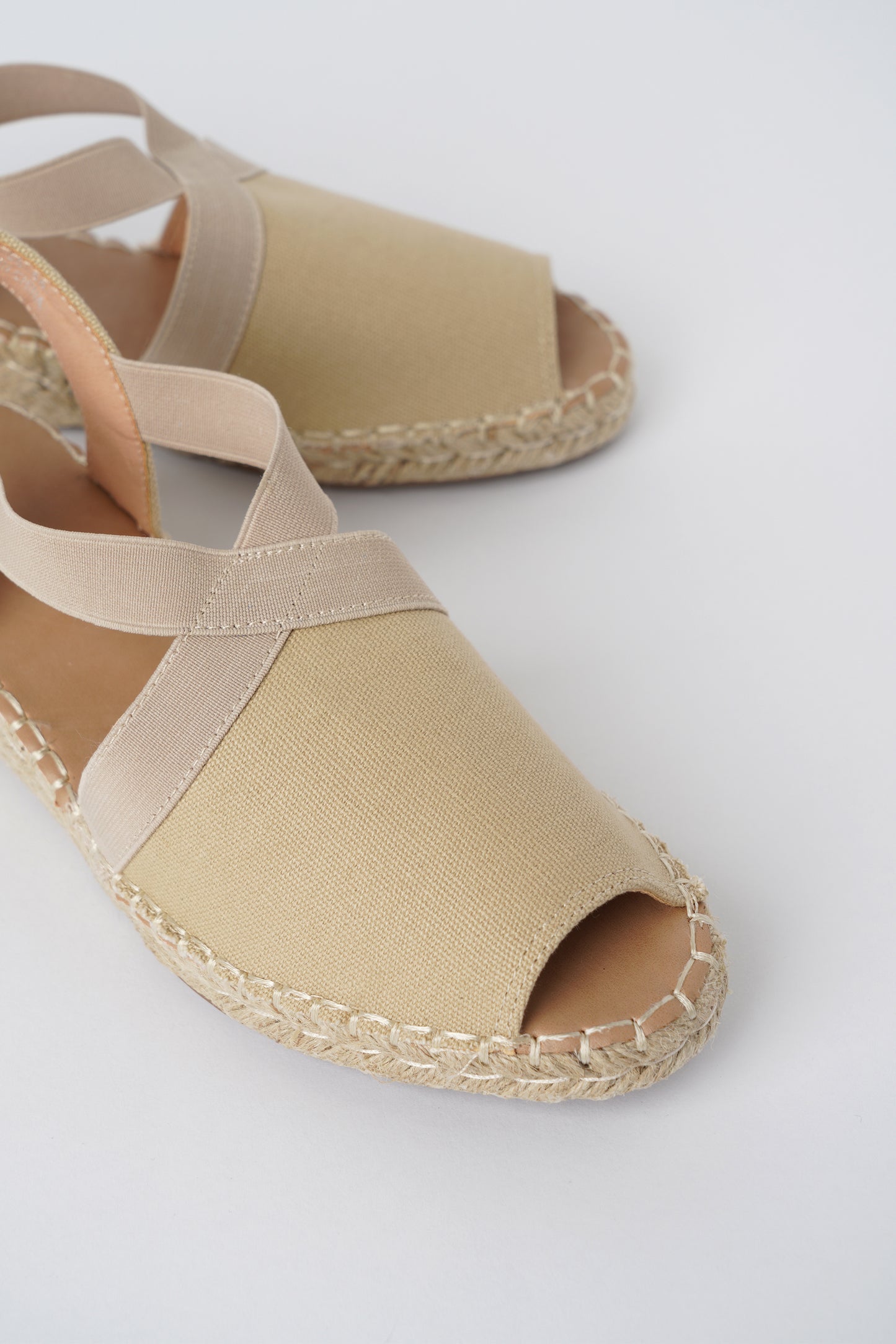 Jove Beige Open-toe Espadrille Wedge