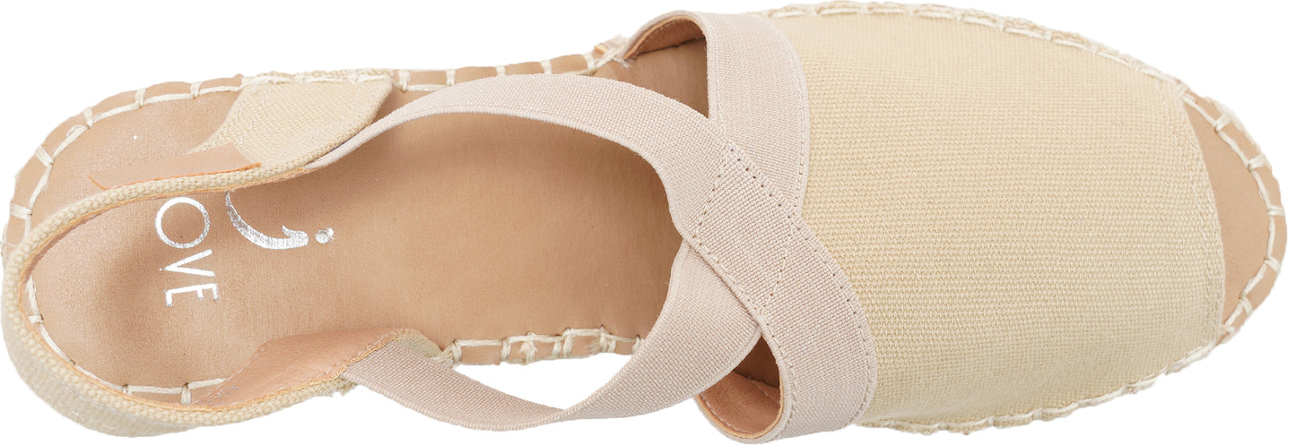 Jove Beige Open-toe Espadrille Wedge