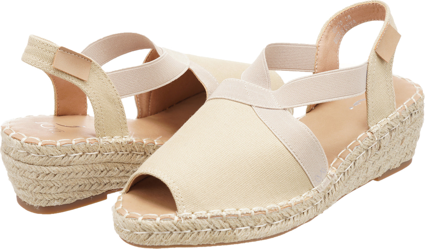 Jove Beige Open-toe Espadrille Wedge
