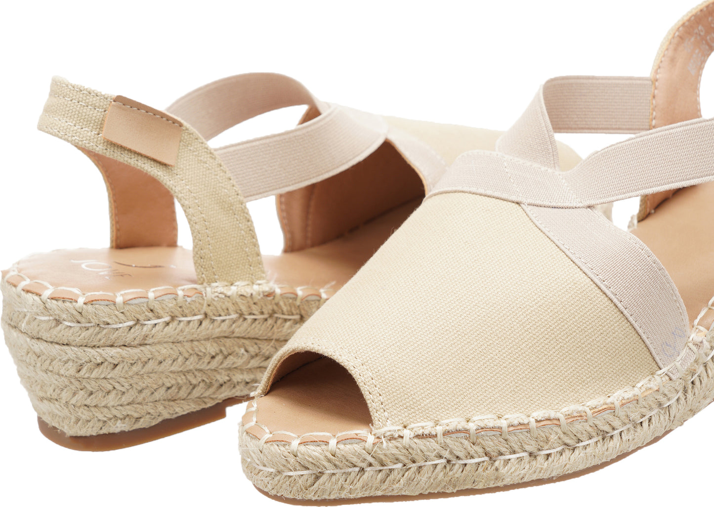 Jove Beige Open-toe Espadrille Wedge