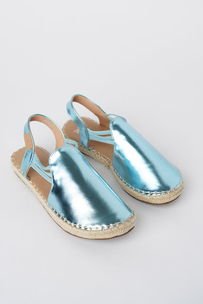 Jove Women's Casual Espadrille Metallic Powder Blue