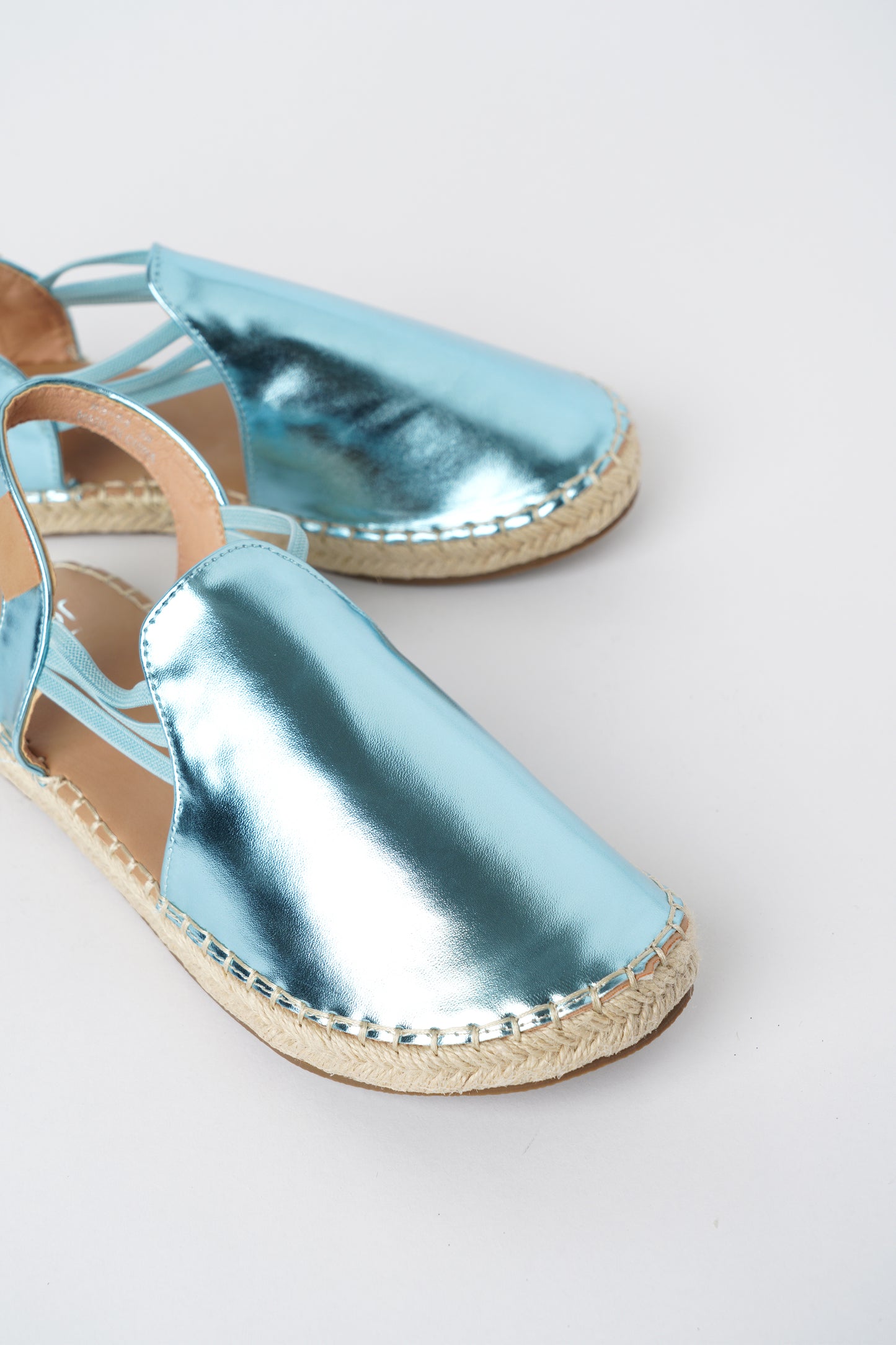 Jove Women's Casual Espadrille Metallic Powder Blue
