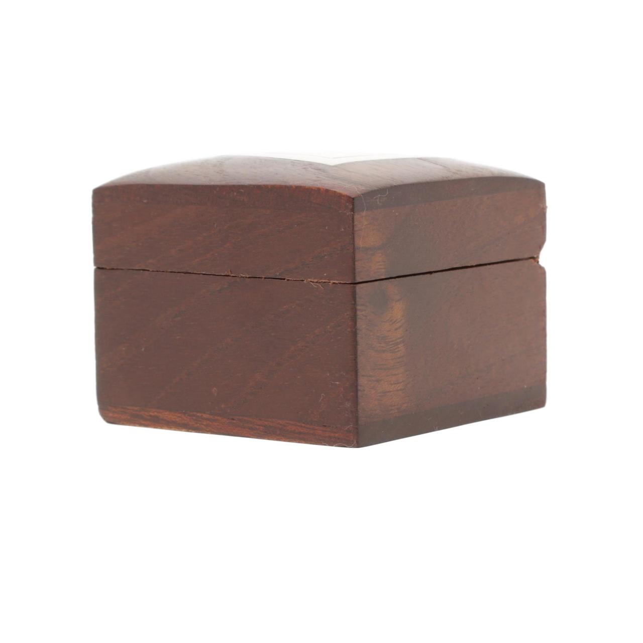Handmade Pure Wooden Jewelry Box for Wedding and Engagement Rings with Brass Carved Butterfly Design