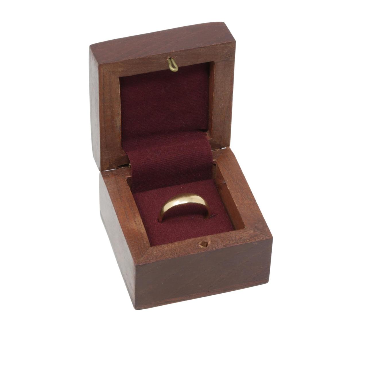 Handmade Pure Wooden Jewelry Box for Wedding and Engagement Rings with Brass Carved Butterfly Design