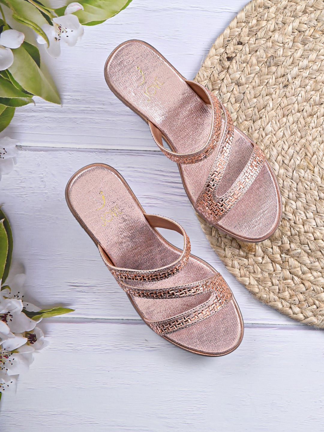 Jove Women's Embelished Wedge Rose Gold