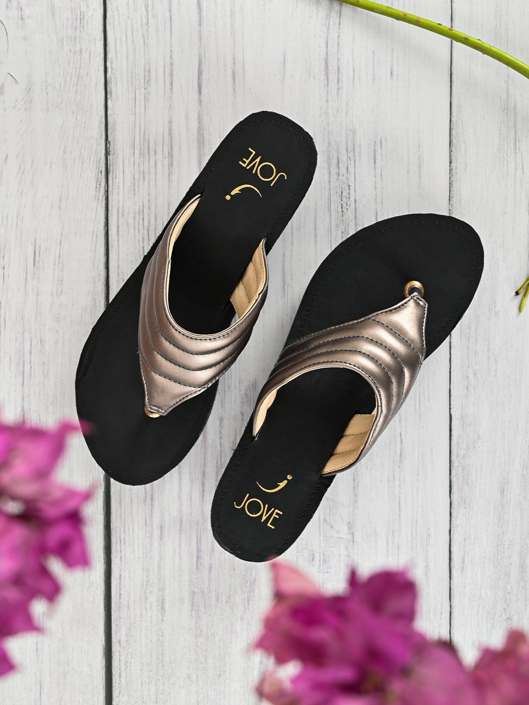 Jove Women's FlipFlop Wedge Gunmetal