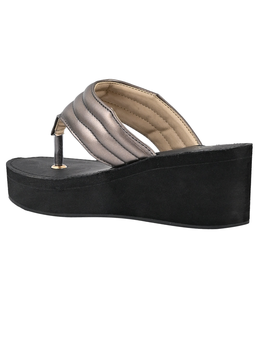 Jove Women's FlipFlop Wedge Gunmetal