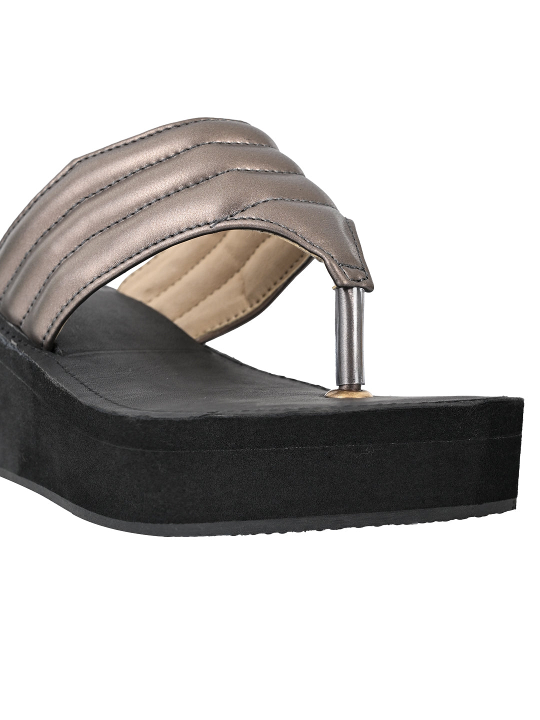 Jove Women's FlipFlop Wedge Gunmetal