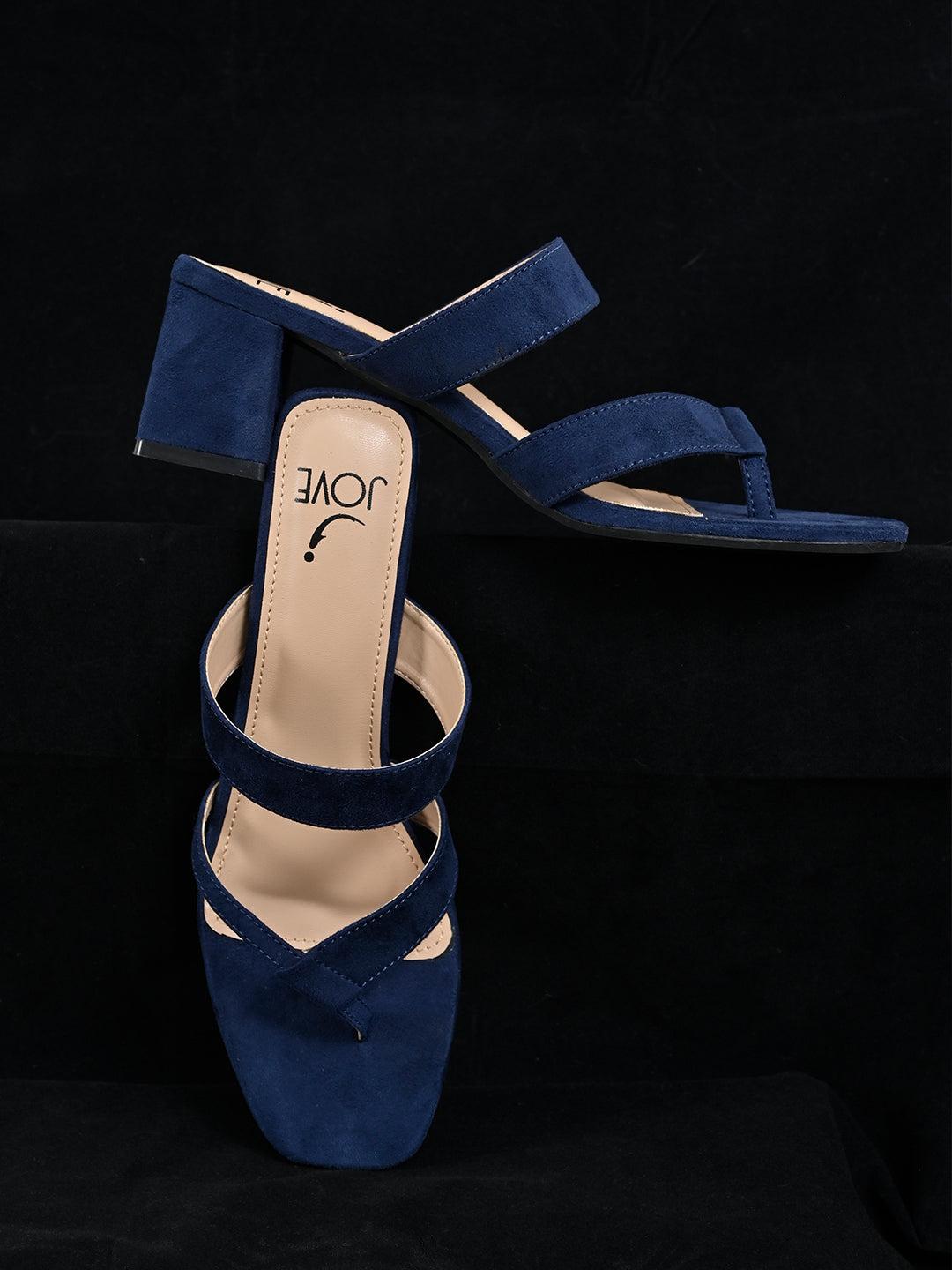 Jove Women's Strappy Block Heels Navy