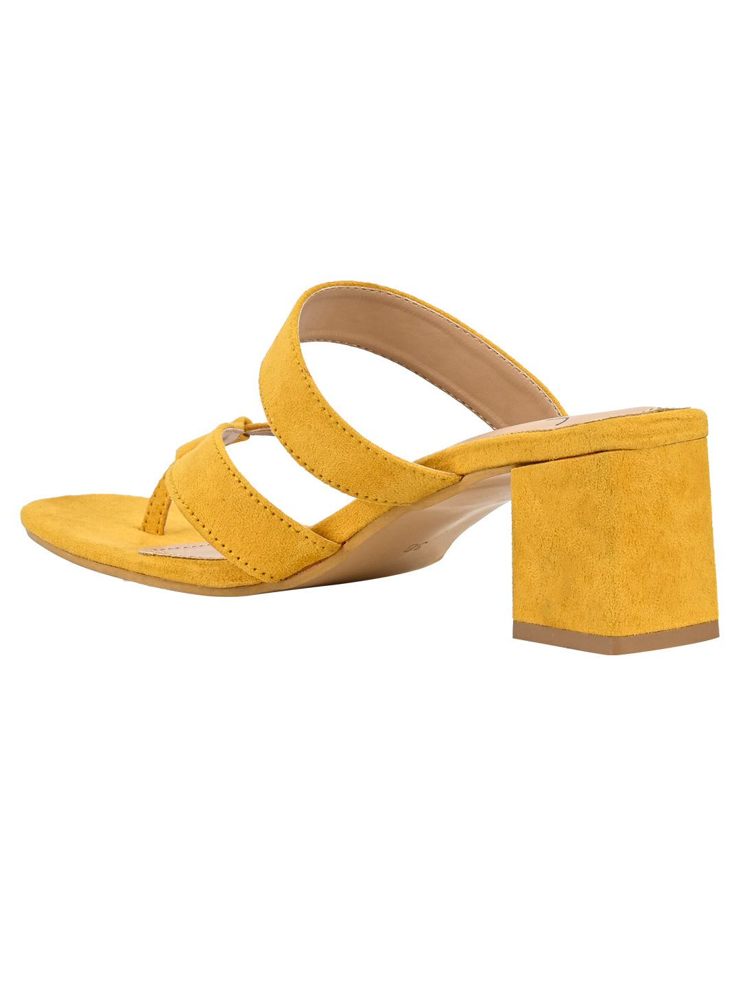 Jove Women's Strappy Block Heels Mustard