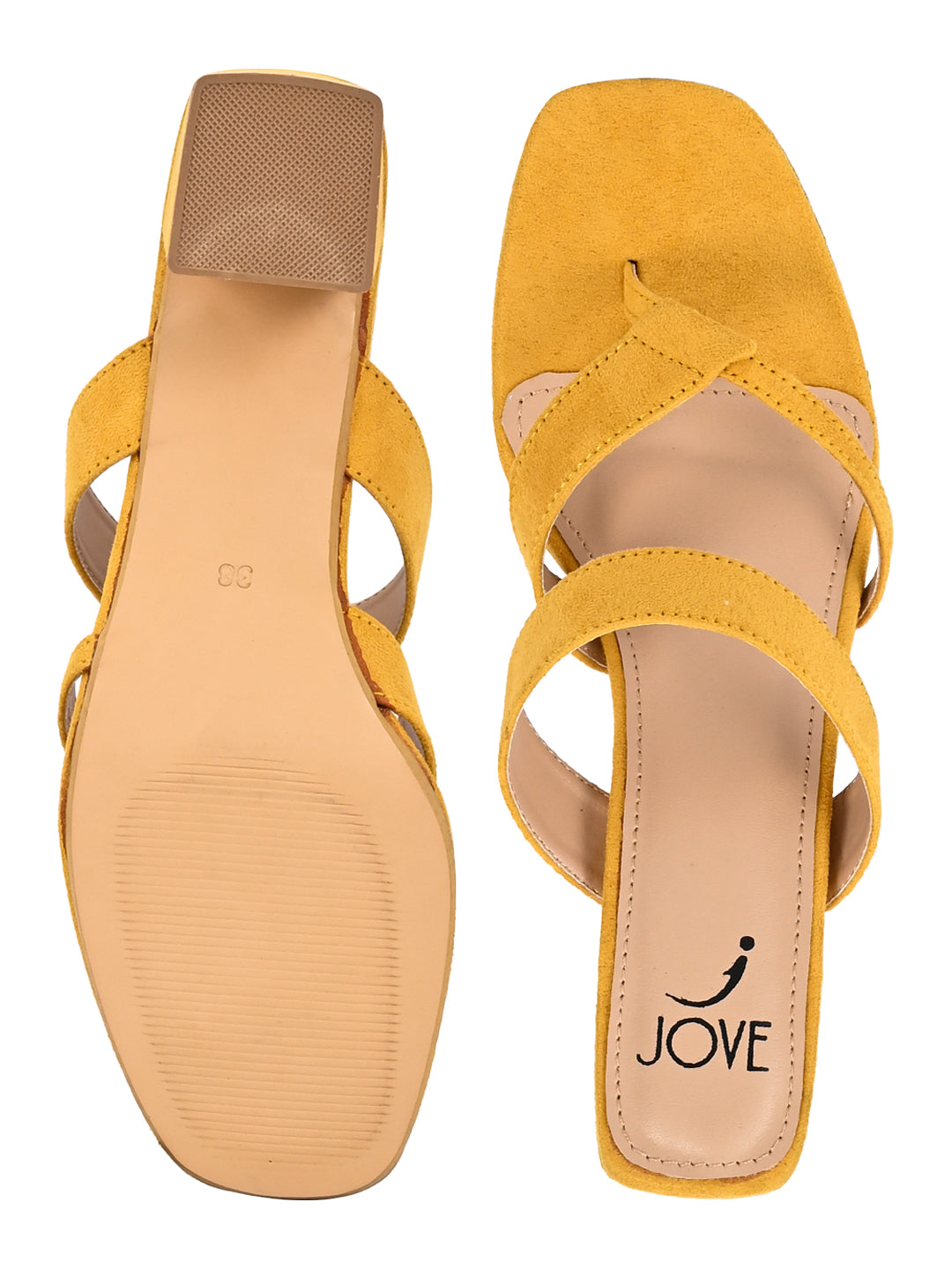 Jove Women's Strappy Block Heels Mustard