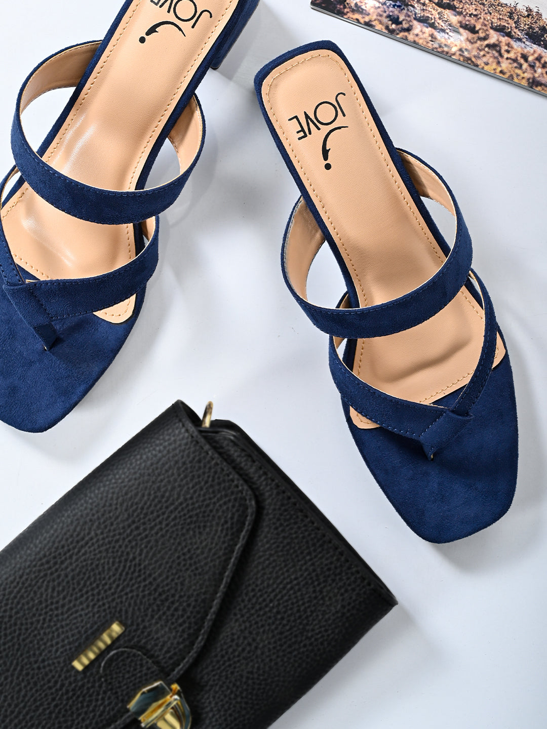 Jove Women's Strappy Block Heels Navy