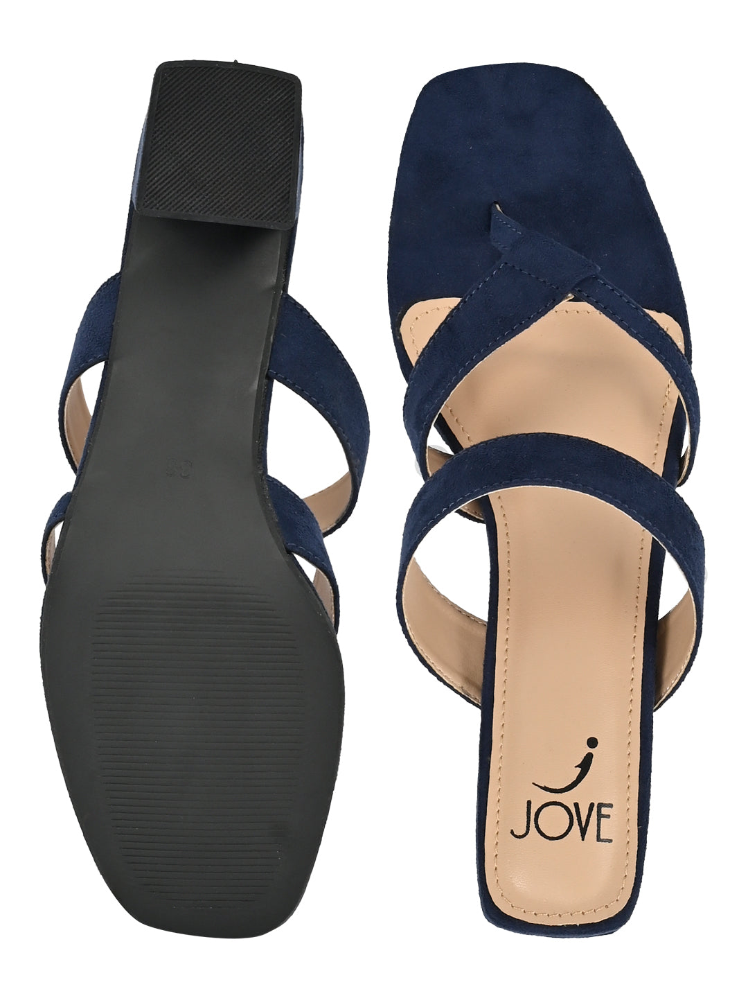 Jove Women's Strappy Block Heels Navy