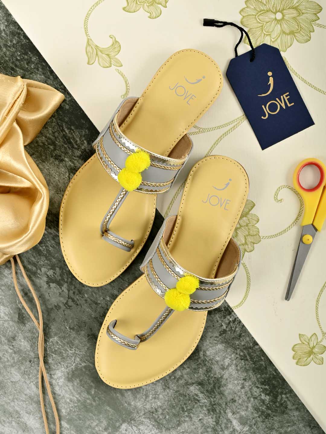Jove Women's One Toe Sandal Yellow