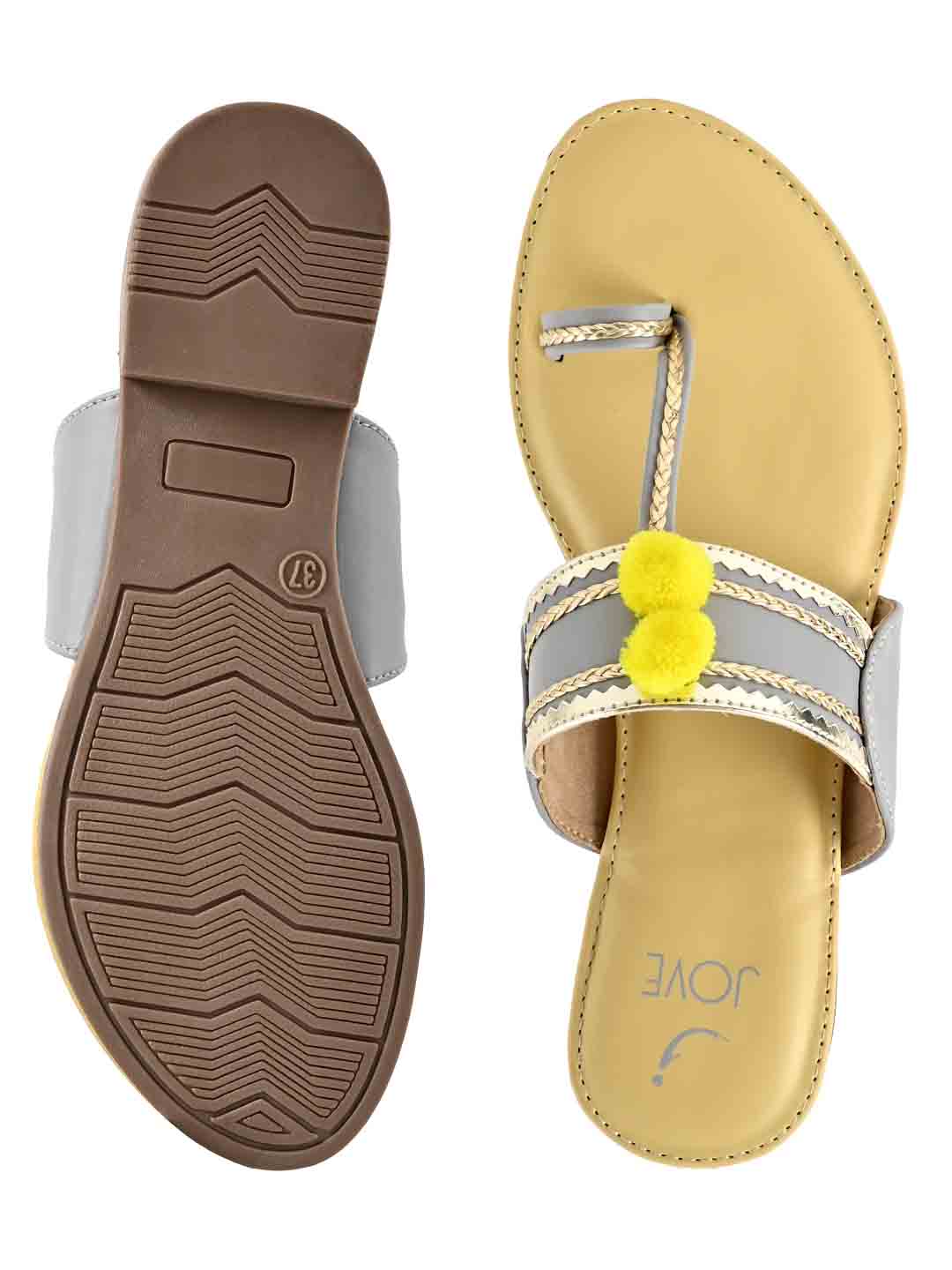 Jove Women's One Toe Sandal Yellow