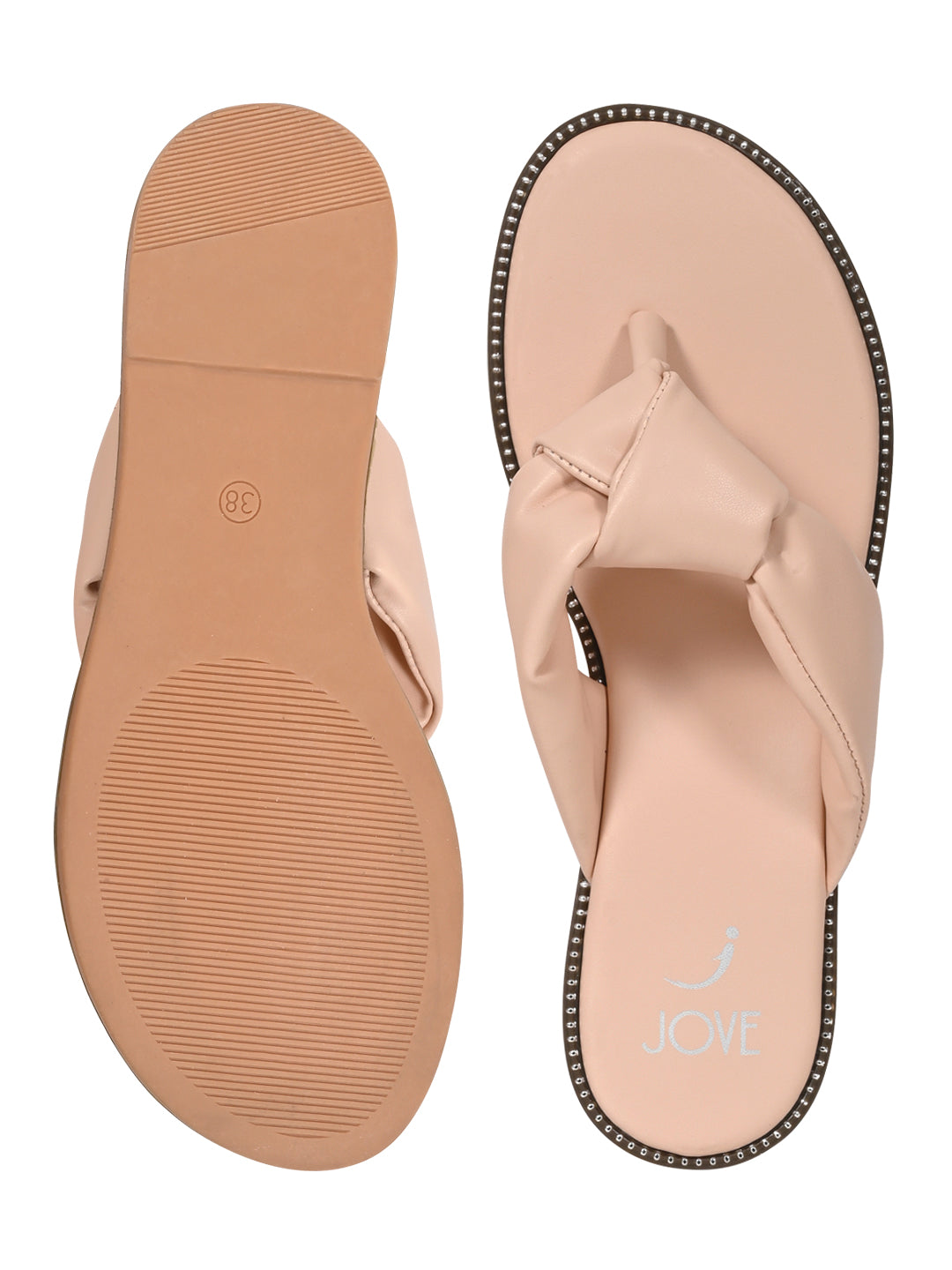 Jove Women's Open Toe Flats Nude