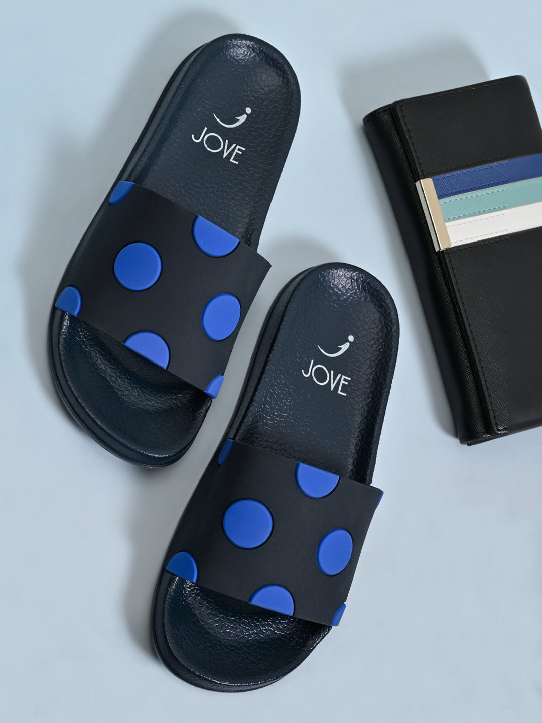 Jove Women's Blue Polkadot Sandals