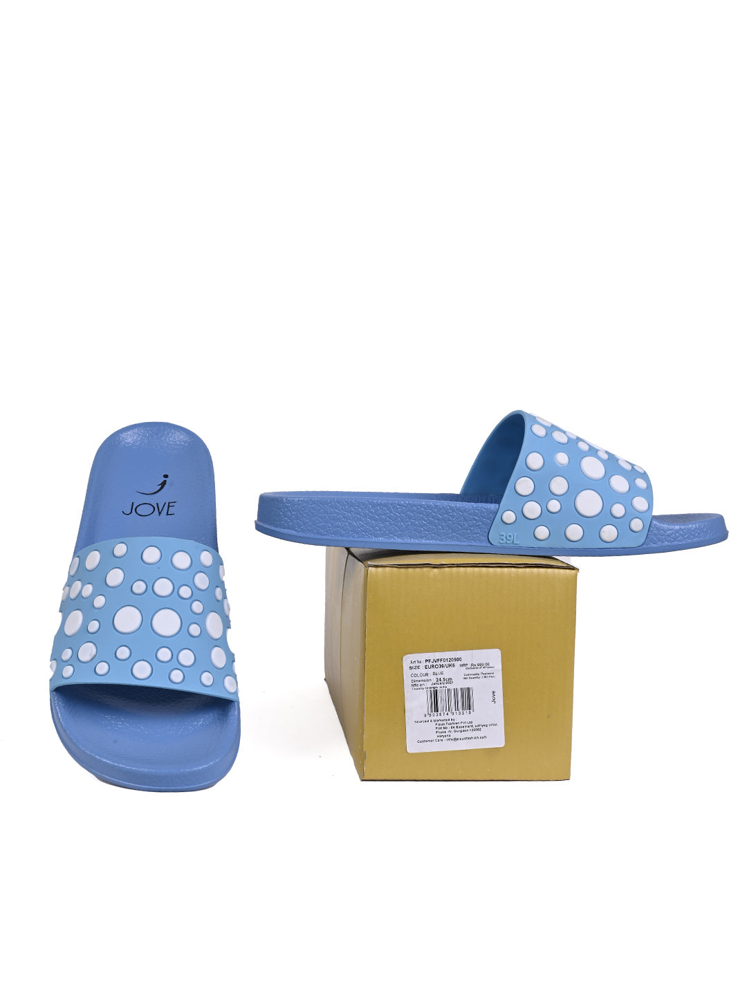 Jove Women's Light Blue Polkadot Sandals