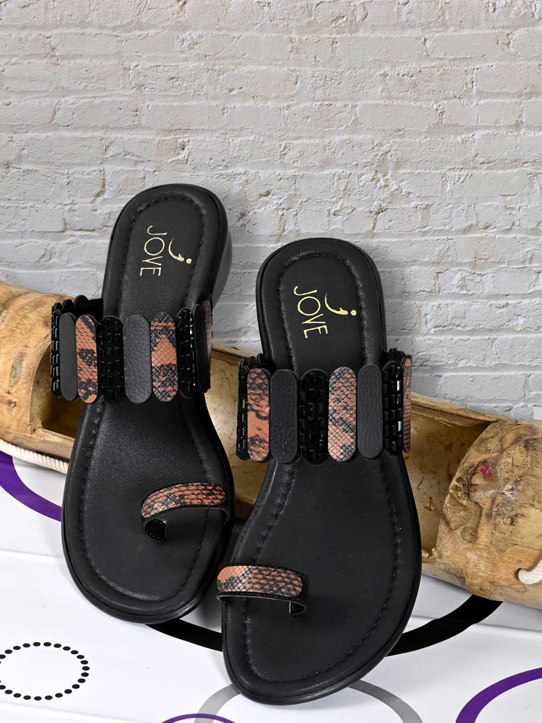 Jove Women's One Toe Sandal Black