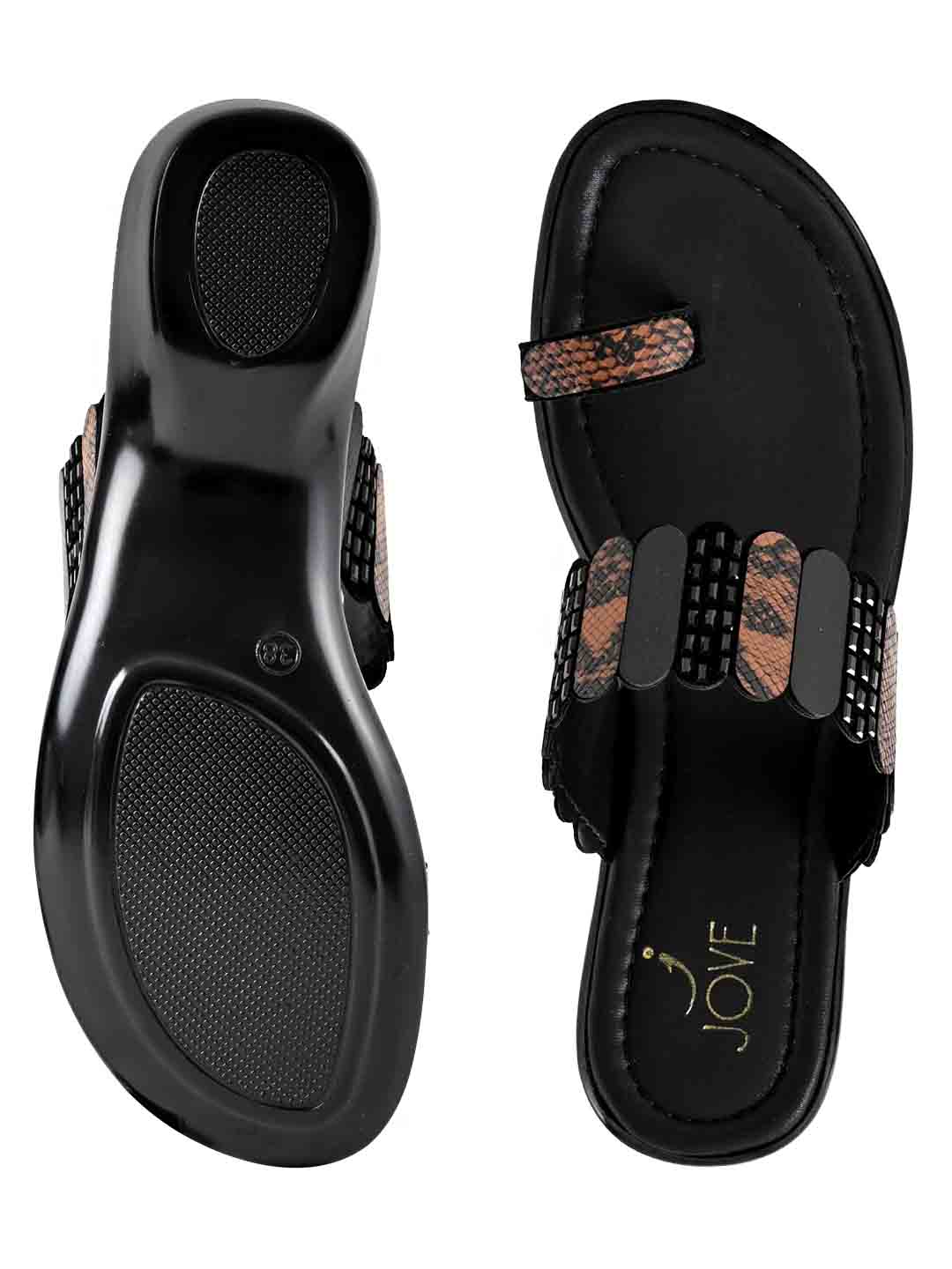 Jove Women's One Toe Sandal Black
