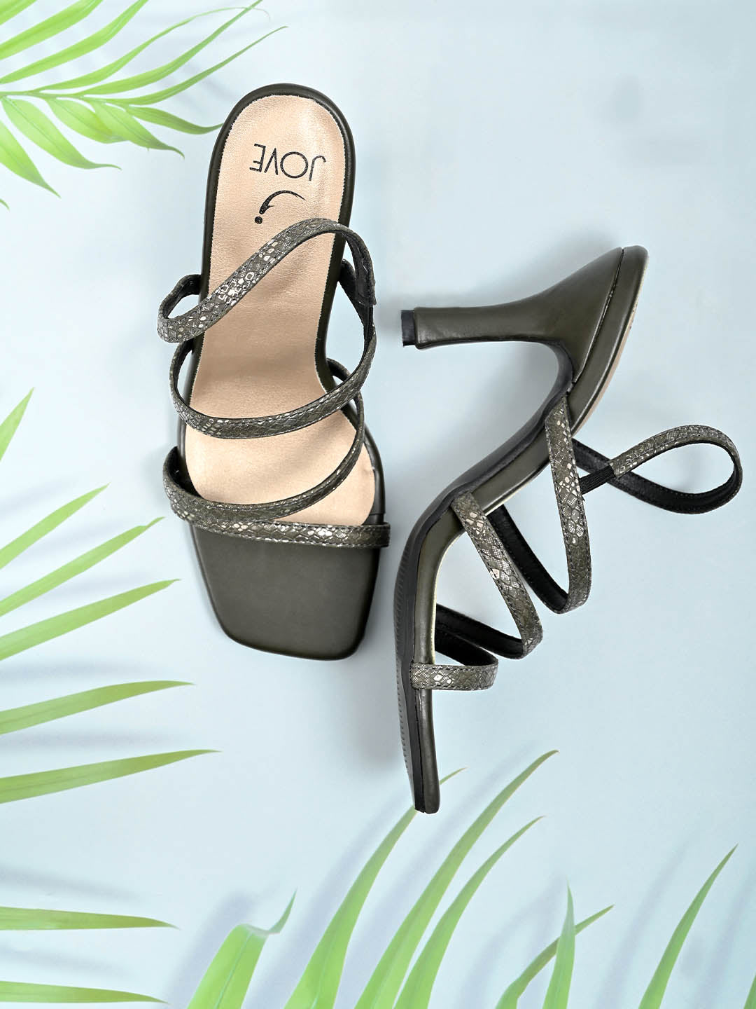 Jove Women's Strappy Heeled Sandals Pewter