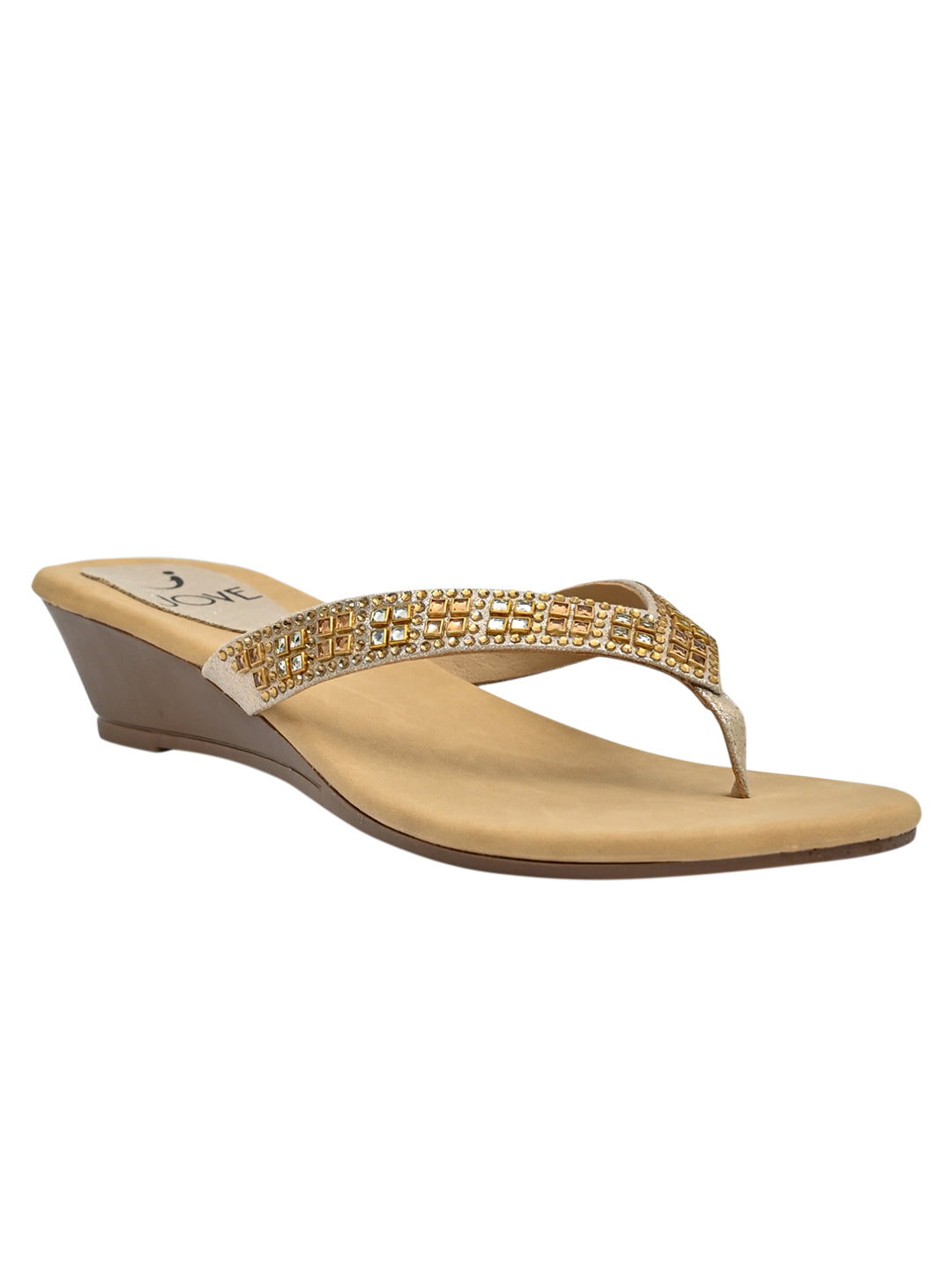 Jove Women's Wedge FlipFlop Gold