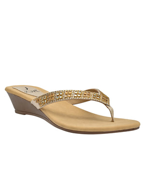 Jove Women's Wedge FlipFlop Gold
