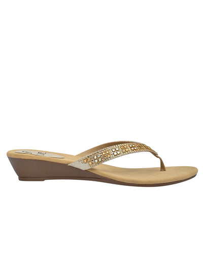 Jove Women's Wedge FlipFlop Gold