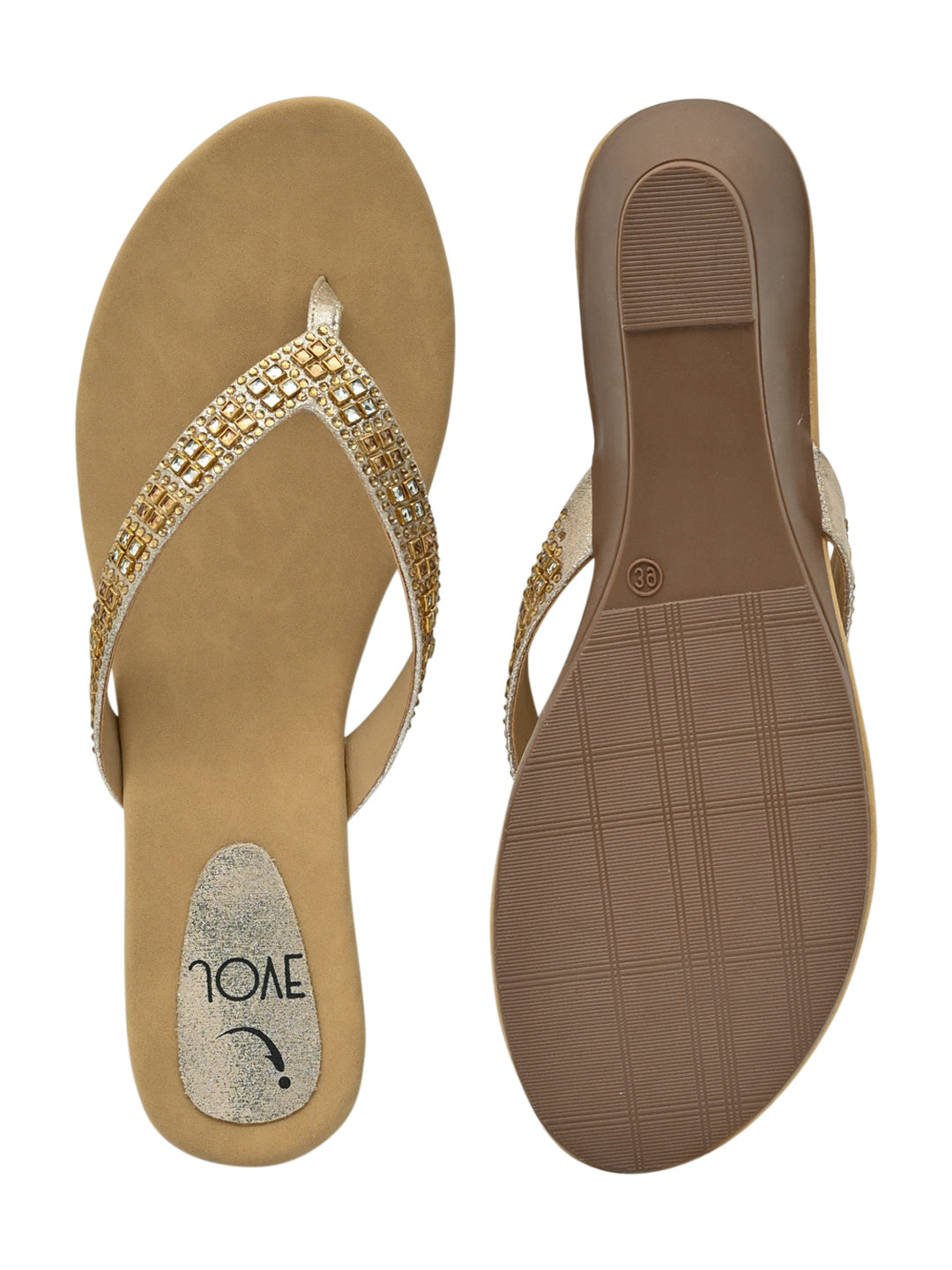 Jove Women's Wedge FlipFlop Gold