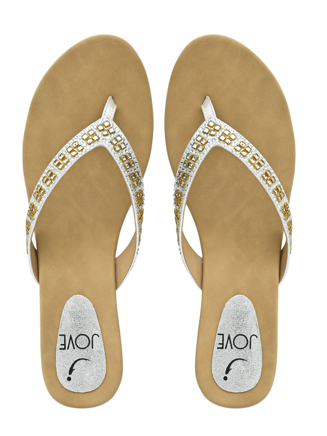 Jove Women's Wedge FlipFlop Silver