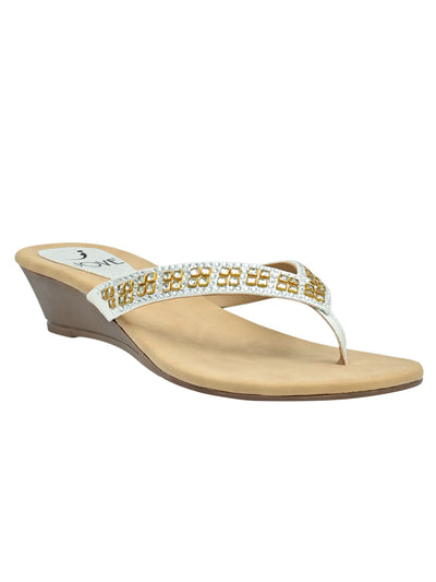 Jove Women's Wedge FlipFlop Silver