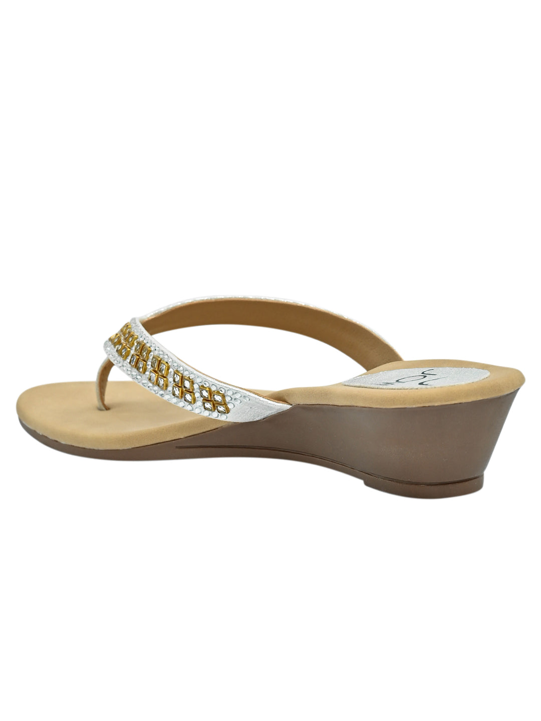 Jove Women's Wedge FlipFlop Silver
