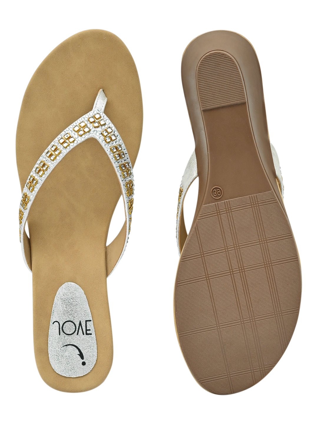 Jove Women's Wedge FlipFlop Silver