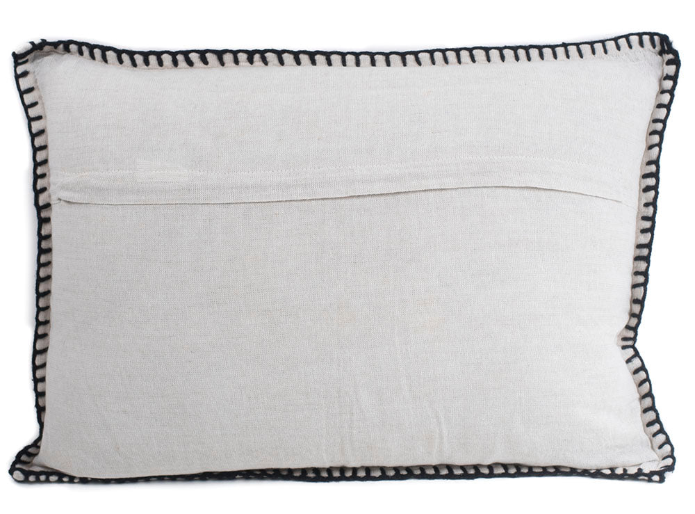 In-Sattva Black Contemporary Embroidered Cushion Cover and Pillow 14 X 20