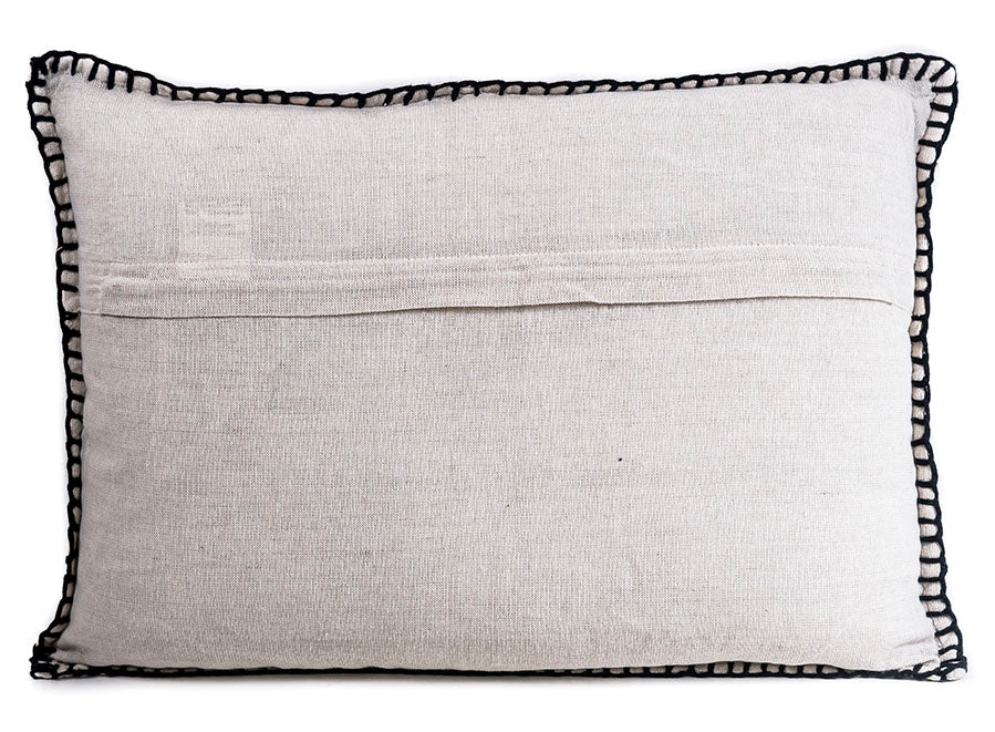 In-Sattva Home Geometric and Ancient Art Hand-Embellished Cotton Cushion Cover Decorative Pillow, Blk, 14 x 20