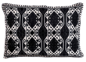 In-Sattva Home Geometric and Ancient Art Hand-Embellished Cotton Cushion Cover Decorative Pillow, Blk, 14 x 20