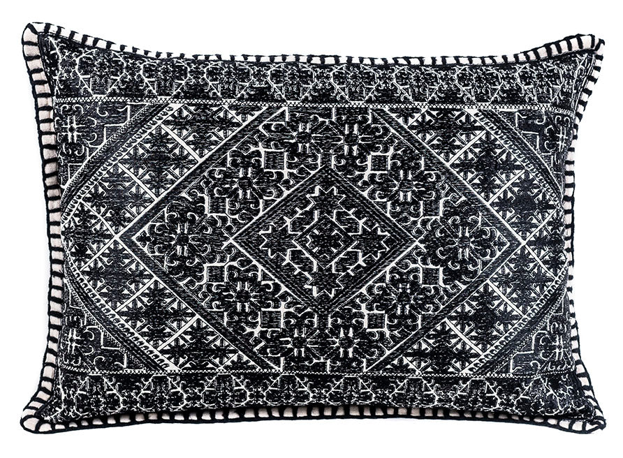 In-Sattva Black Shiny Cushion Cover and Pillow 14 X 20