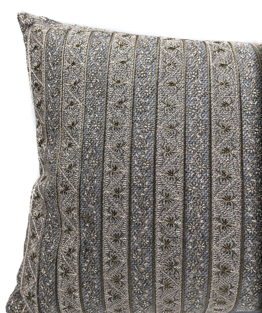 In-Sattva Striped Embroidered Cushion Cover and Pillow 14 X 30
