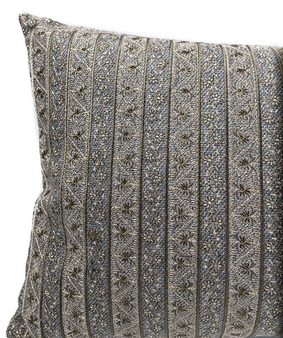 In-Sattva Striped Embroidered Cushion Cover and Pillow 14 X 30