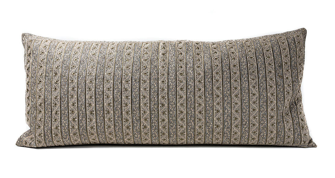 In-Sattva Striped Embroidered Cushion Cover and Pillow 14 X 30