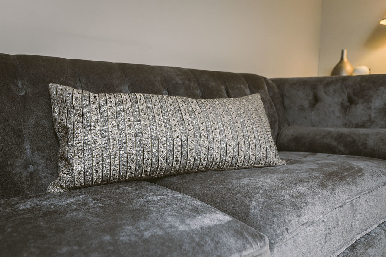 In-Sattva Striped Embroidered Cushion Cover and Pillow 14 X 30