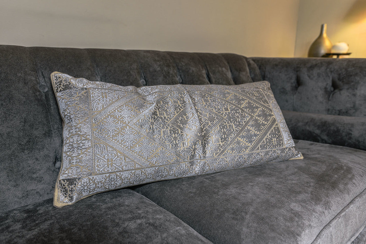In-Sattva Silver Shiny Cushion Cover and Pillow 14 X 30