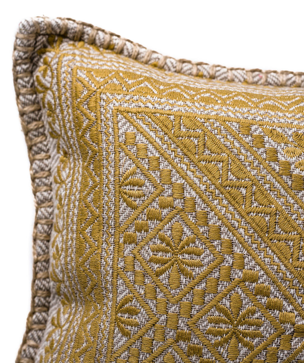 In-Sattva Golden Symmetrical Shiny Cushion Cover and Pillow 14 X 30