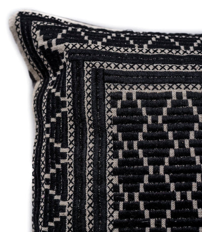 In-Sattva Black Frame Embroidery Cushion Cover and Pillow 14 X 30