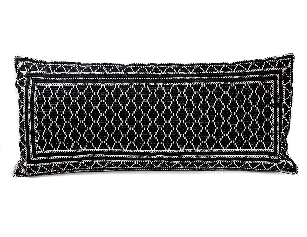 In-Sattva Black Frame Embroidery Cushion Cover and Pillow 14 X 30