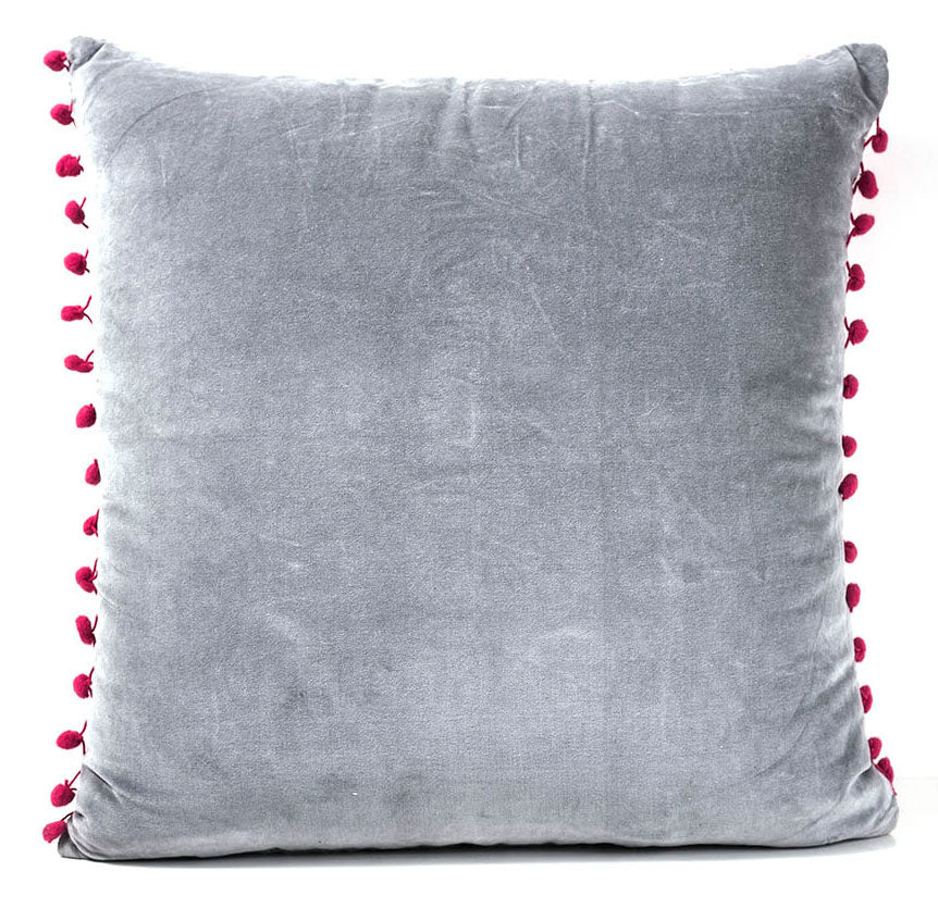 Embroidered Cushion Cover and Pillow with Fringes 20 X 20