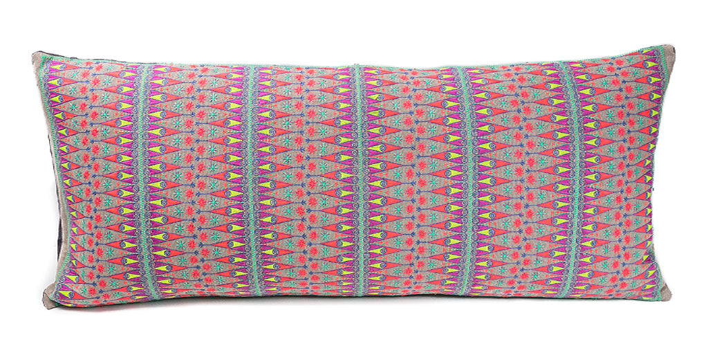 In-Sattva Multi-color Contemporary Embroidered Cushion Cover and Pillow 14 X 30