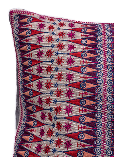 In-Sattva Purple Contemporary Embroidered Cushion Cover and Pillow 14 X 30