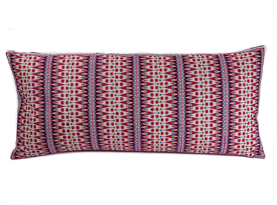 In-Sattva Purple Contemporary Embroidered Cushion Cover and Pillow 14 X 30